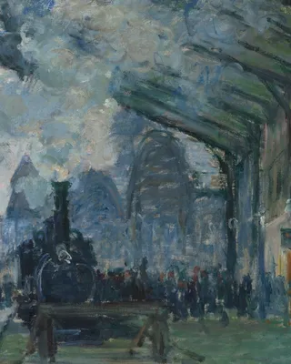 Arrival of the Normandy Train, Gare Saint-Lazare — right detail