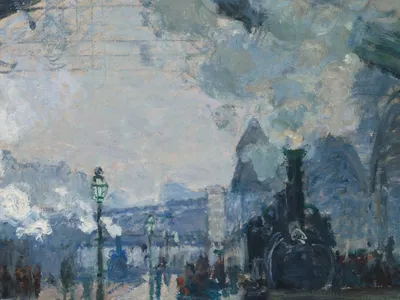 Arrival of the Normandy Train, Gare Saint-Lazare — center crop
